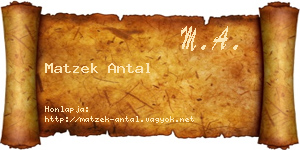 Matzek Antal névjegykártya